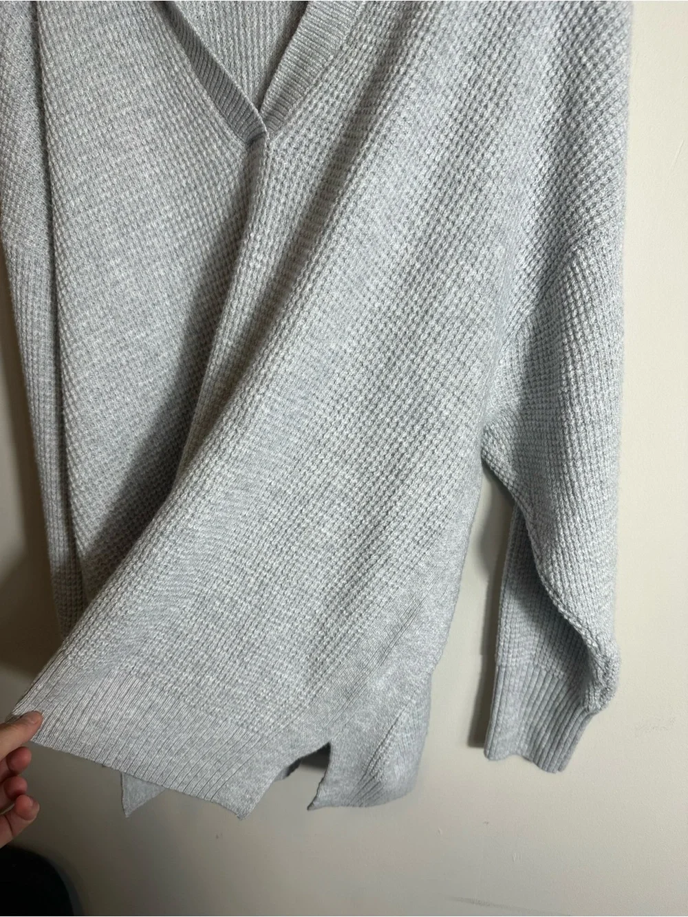 Aerie Cozyup Waffle Knit Polo Sweater Gray Size L - Picture 6 of 9